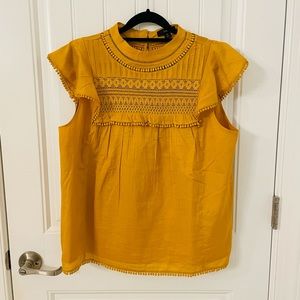 NWOT Flutter Sleeve Lace Detail Top